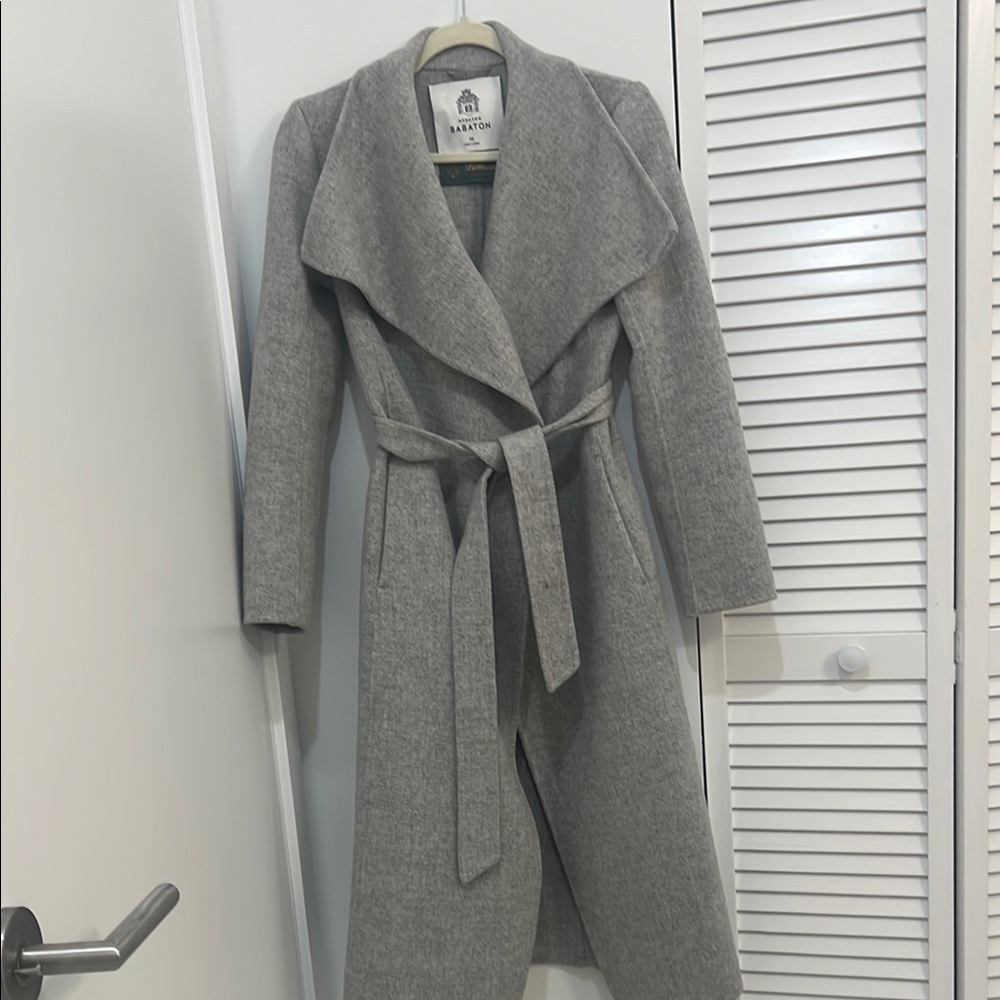 Gray Belted Wool Coat